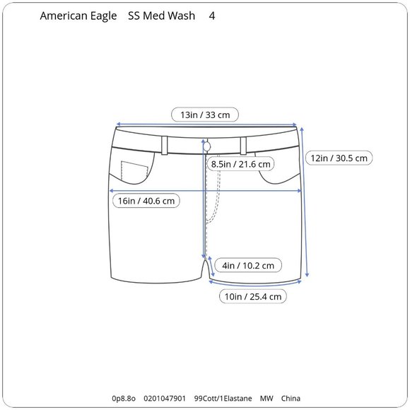 American Eagle Distressed Womens Shorts 4 Super Stretch Raw Hem Medium Wash - Picture 7 of 7
